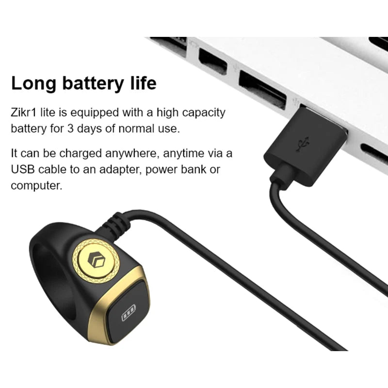 Smart Zikr Ring Tasbeeh Counter for Muslims – Digital Dhikr Ring with OLED Display & App Sync | UAE